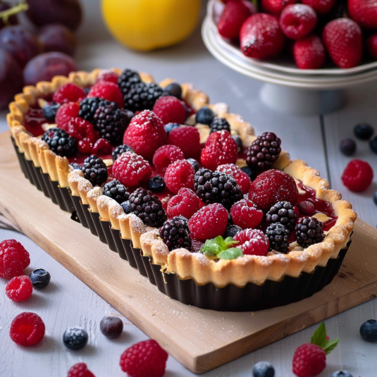 Torta con frutta fresca.