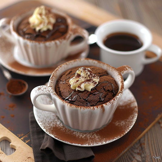 Due ciotole con dolci al cioccolato e caffè.