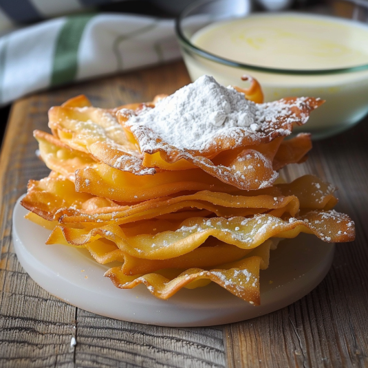 Un pile di pasticcini con polvere di zucchero.