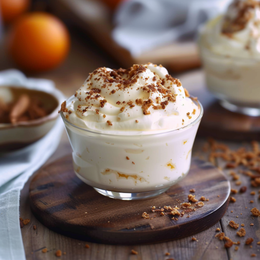 Due bicchieri di crema con frullato di frutta.