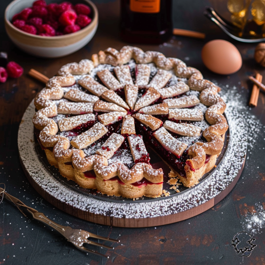 Torta con frutta e zucchero.