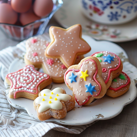 Tavolozza con biscotti decorati.