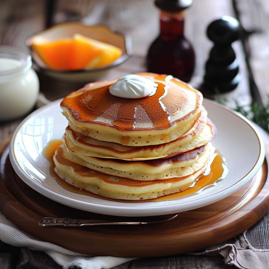 Pancakes on a plate.