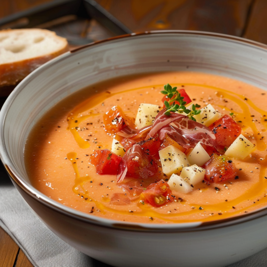 Una ciotola di minestrone con verdure e formaggio.