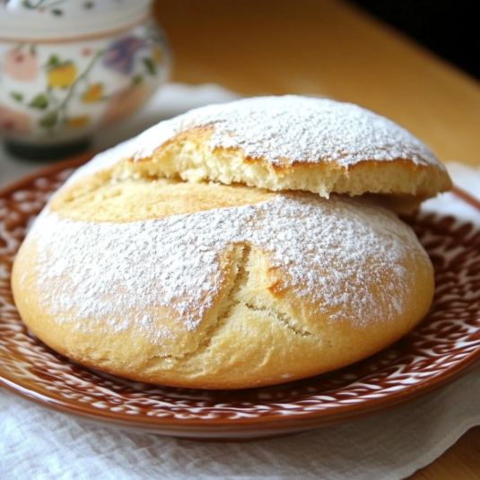 Un dolce con la crema sul fondo.