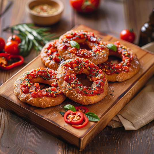 Piatti di verdura e pomodori con salsa.