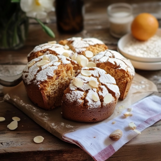 Panettone con la crema e la cannoli.