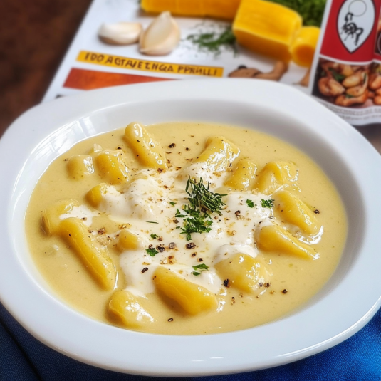 Una ciotola di pasta con formaggio e erbe.