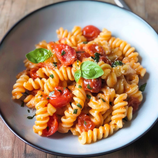 Penne con pomodoro e basilico.