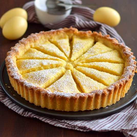 Torta con frullato di limone e zucchero.