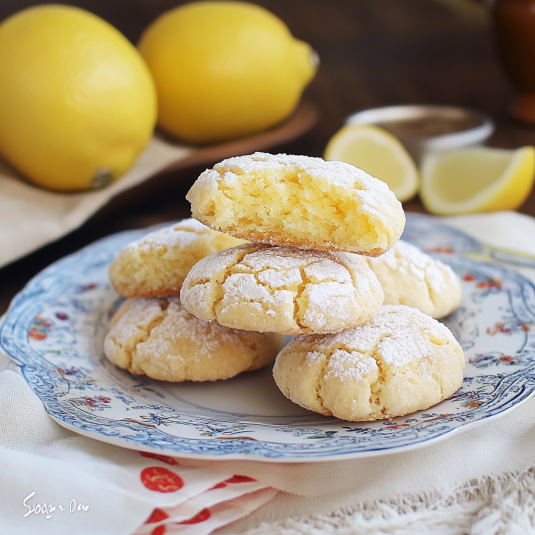 Un piatto con 6 biscotti di limone.