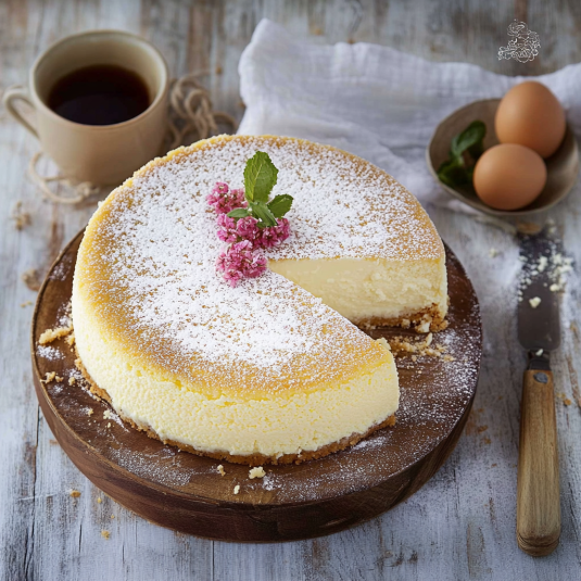 Una torta con frullato di caffè e limone.