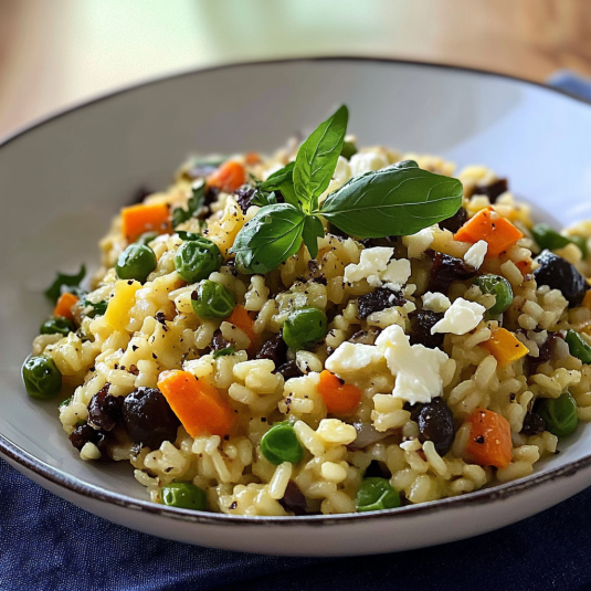 Riso con verdure e formaggio.