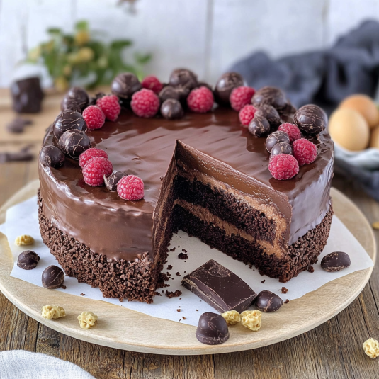 Un cake con frullati e cioccolato.