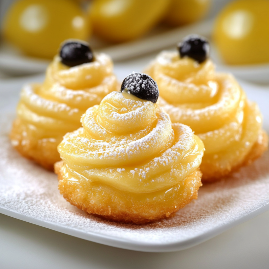 Due dolci con frullato e semi di melagrana.