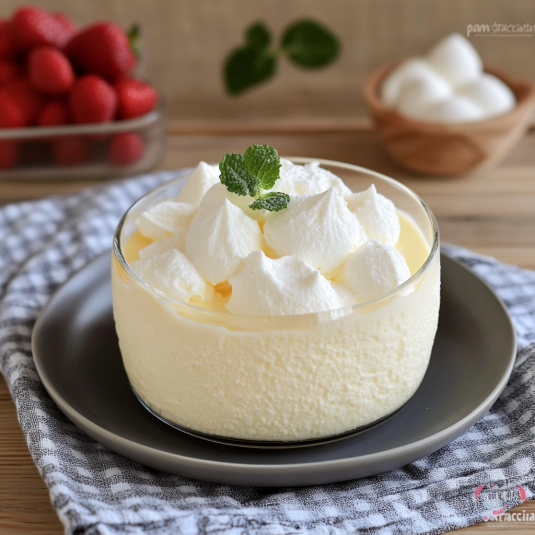 Un bicchiere di crema di frullato con frullato di strawberry.