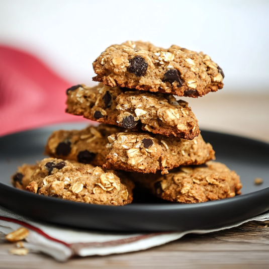 Un piatto con 5 biscotti di cacao e grano.