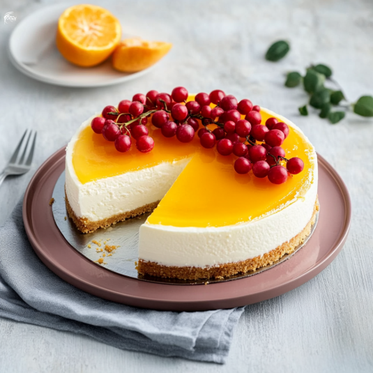 Una tavolata con un dolce a base di frutta.