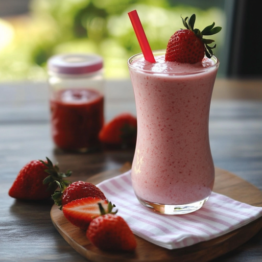 Un bicchiere di frullato con frullati e frullati.