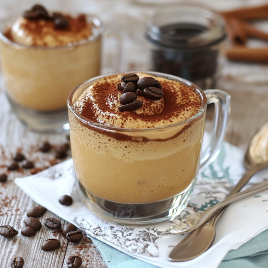 Due bicchieri di caffè con cioccolato.