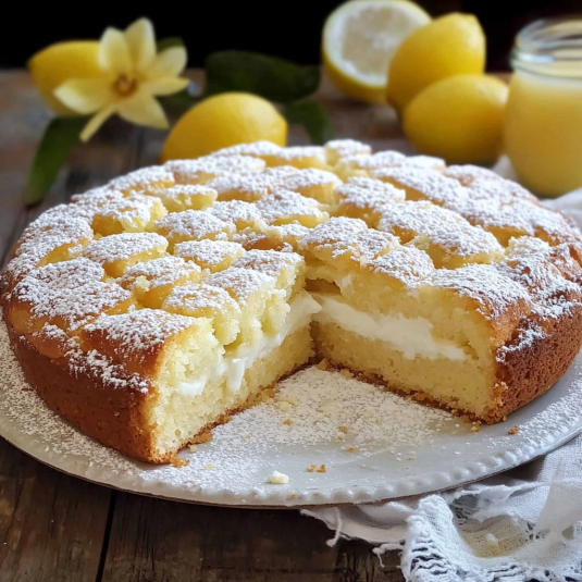 Una torta con frullato di limone.