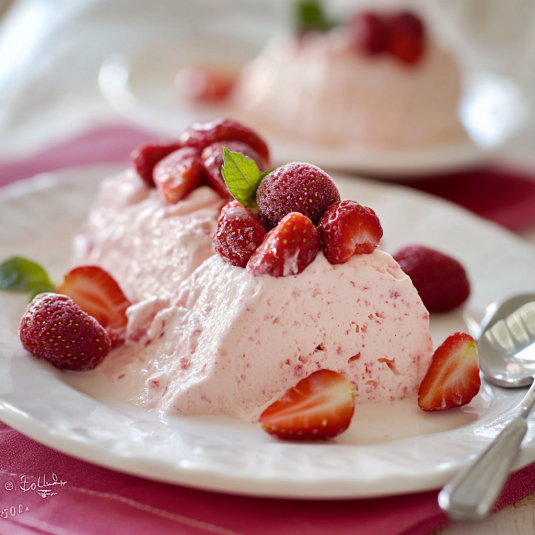 Un piatto di crema con frutta fresca.