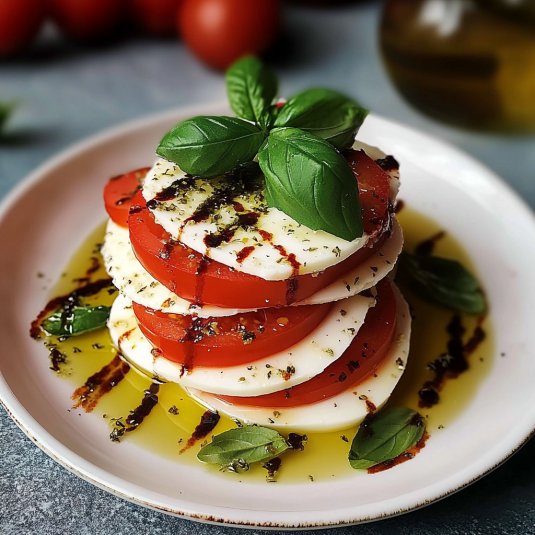 Piatti di mozzarella e basilico.