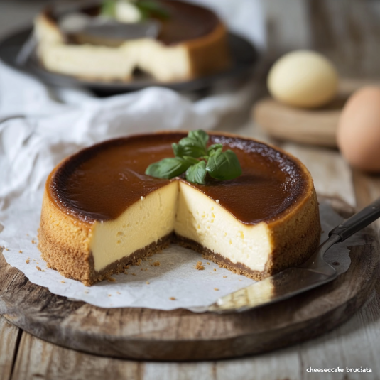 Una torta con crema e foglie di menta.