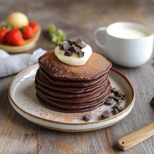 Un caffè con panna e cioccolato.