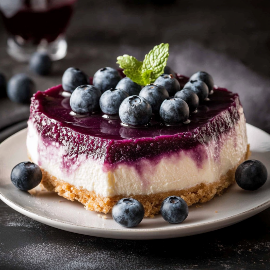 Un dolce con crema e frullati di frutta.
