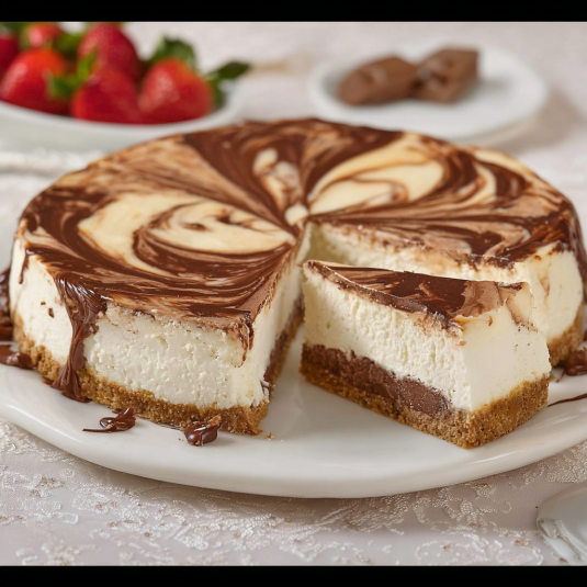 Una torta con crema e cioccolato.