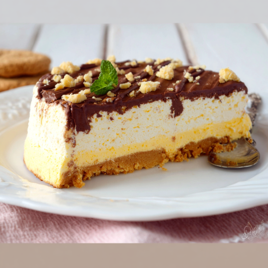 Una torta con crema e noci.