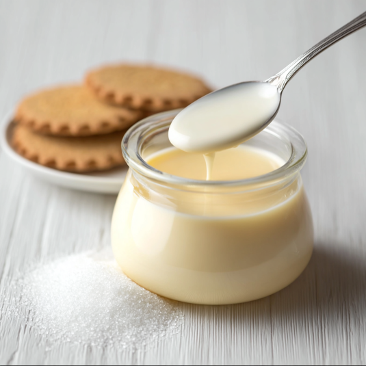 Un contenitore di crema con una spatola dentro.