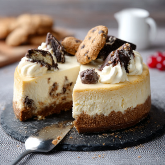 Un pezzo di torta con cioccolato e nocciole.