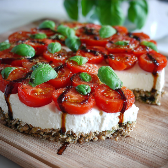 Una fetta di pizza con verdure e formaggio.
