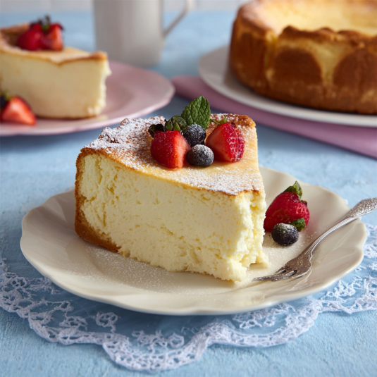 Una torta con frutta e crema.