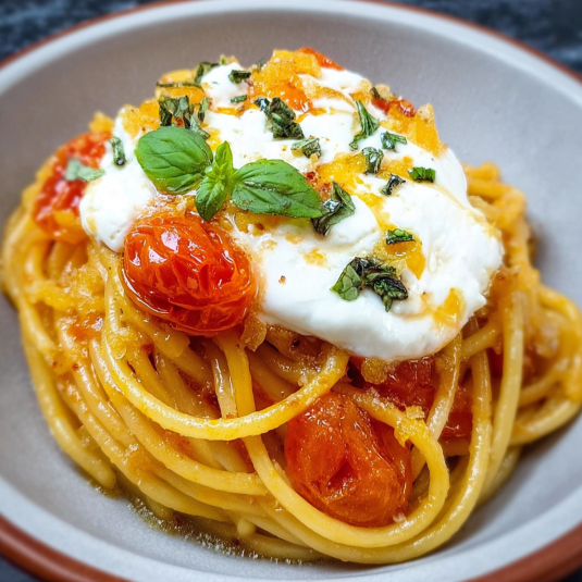 Pasta con pomodoro e ricotta.