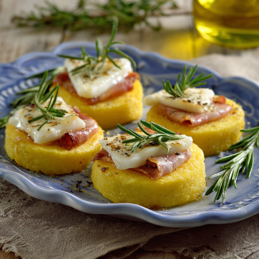 Piatti con formaggio e prosciutto.