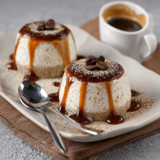 Due dolci con caramello e caffè.
