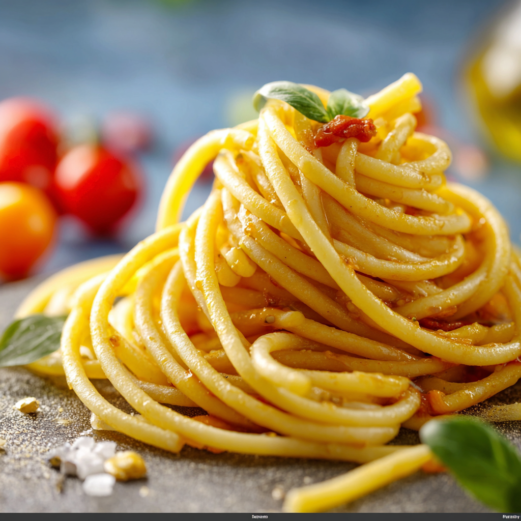 Spaghetti con pomodoro e basilico.