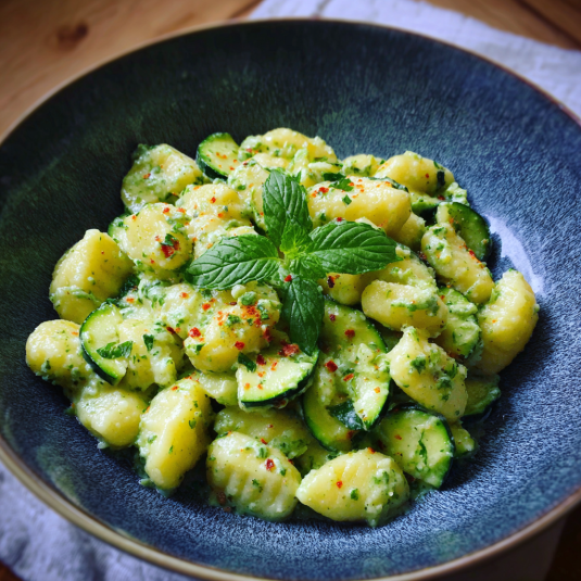 Un piatto di pasta con verdure.