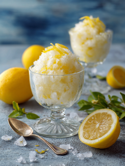 Due bicchieri di crema di limone con frullati di limone.