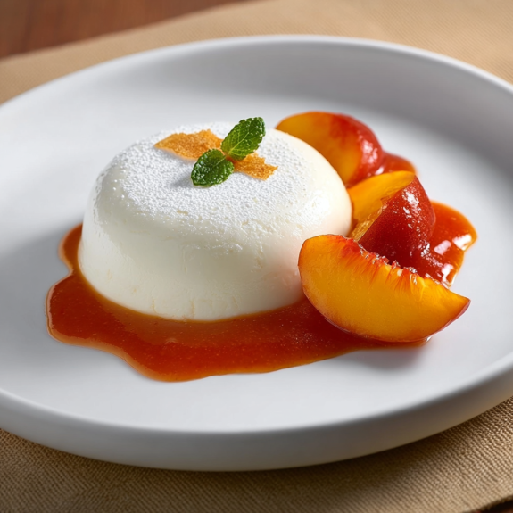 Un dolce con frutta e foglie di menta.