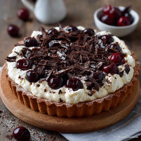 Torta con frutta e cioccolato.