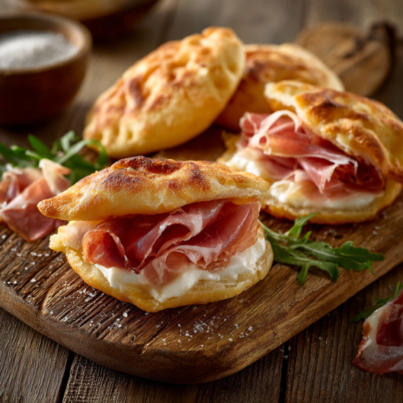 Due panini con prosciutto e formaggio.