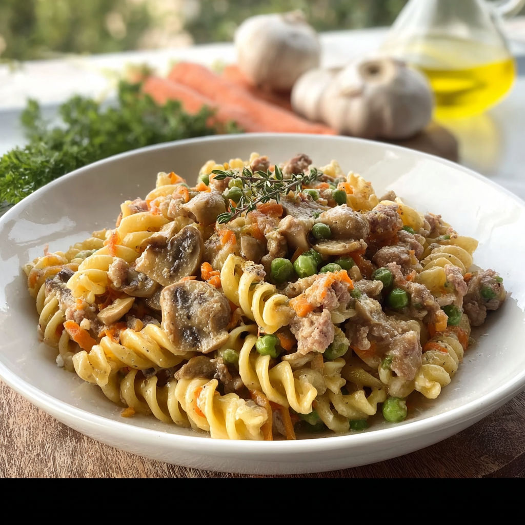 Une plate de spaghetti à la sauce tomate avec des légumes et des carottes.