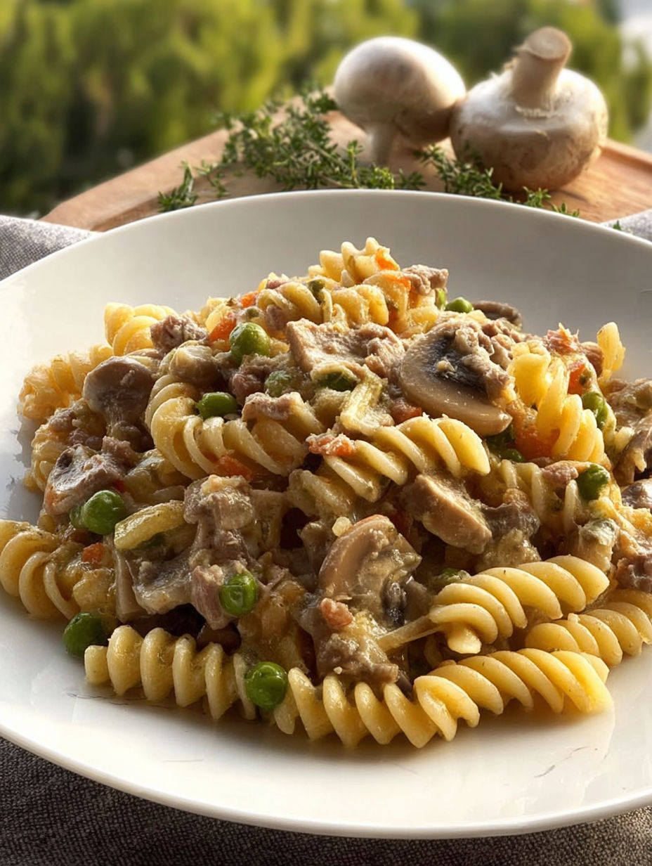 Une plate de spaghetti à la sauce tomate avec des champignons et des carottes.