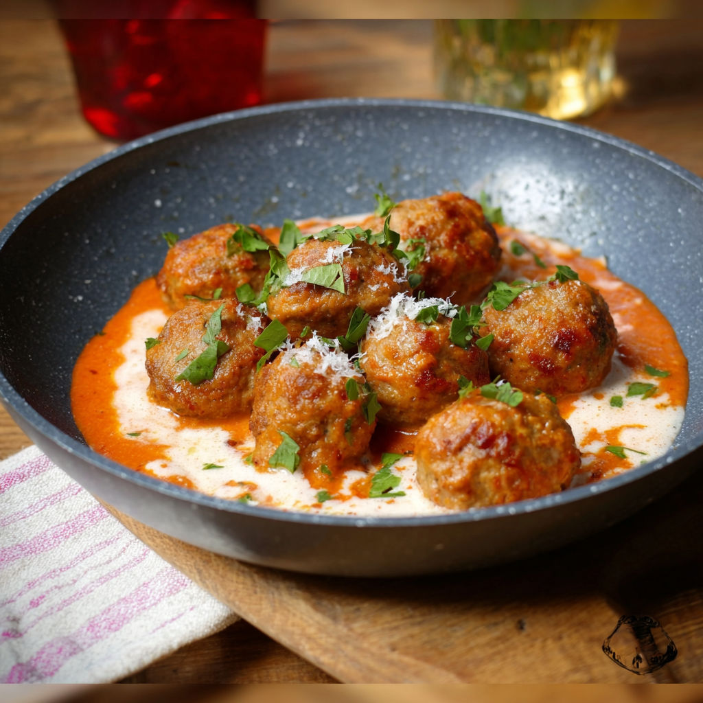 Une recette de boulettes de viande saucee dans un bol.