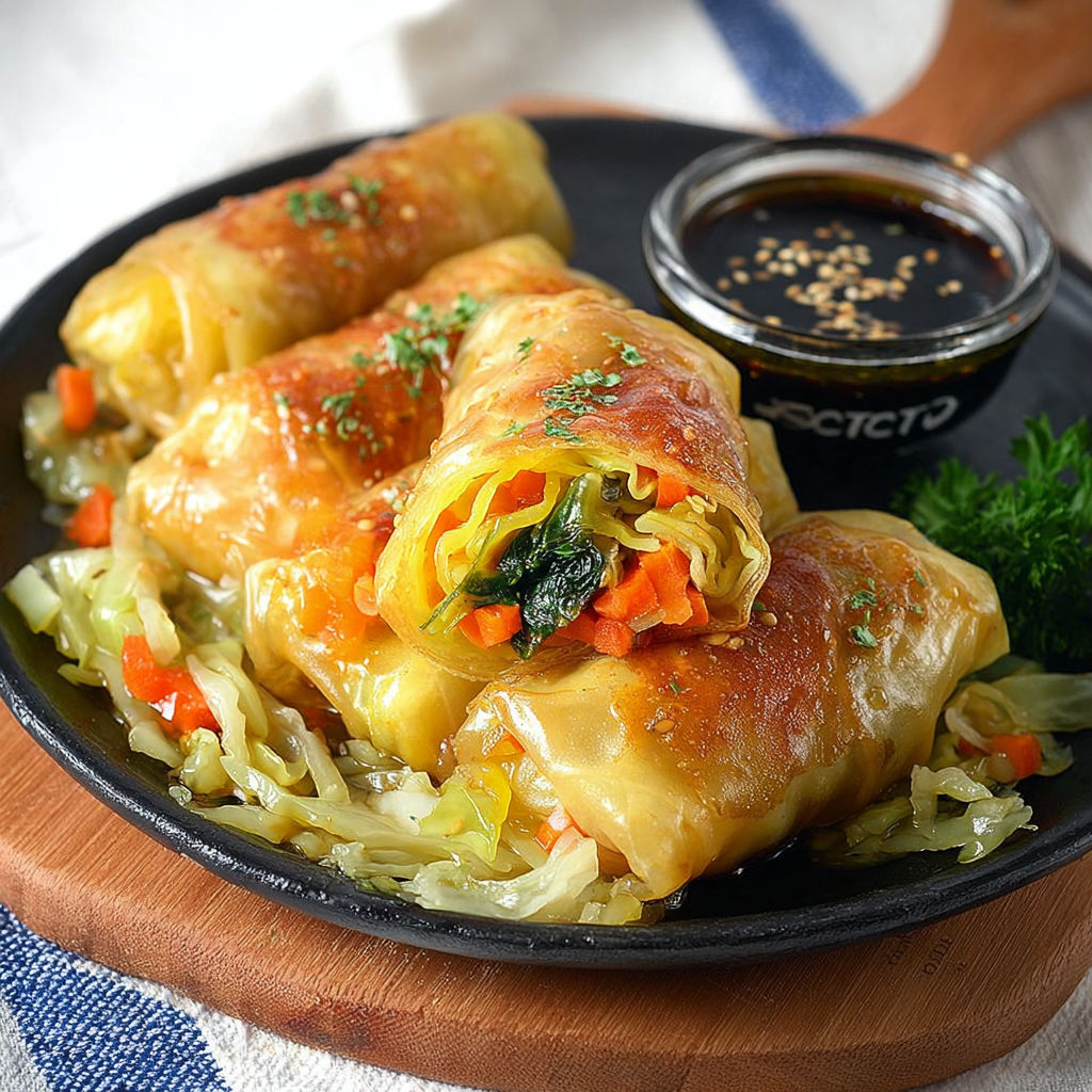 Une recette de roulades de carrots et de laitue, servies dans un bol en bois.