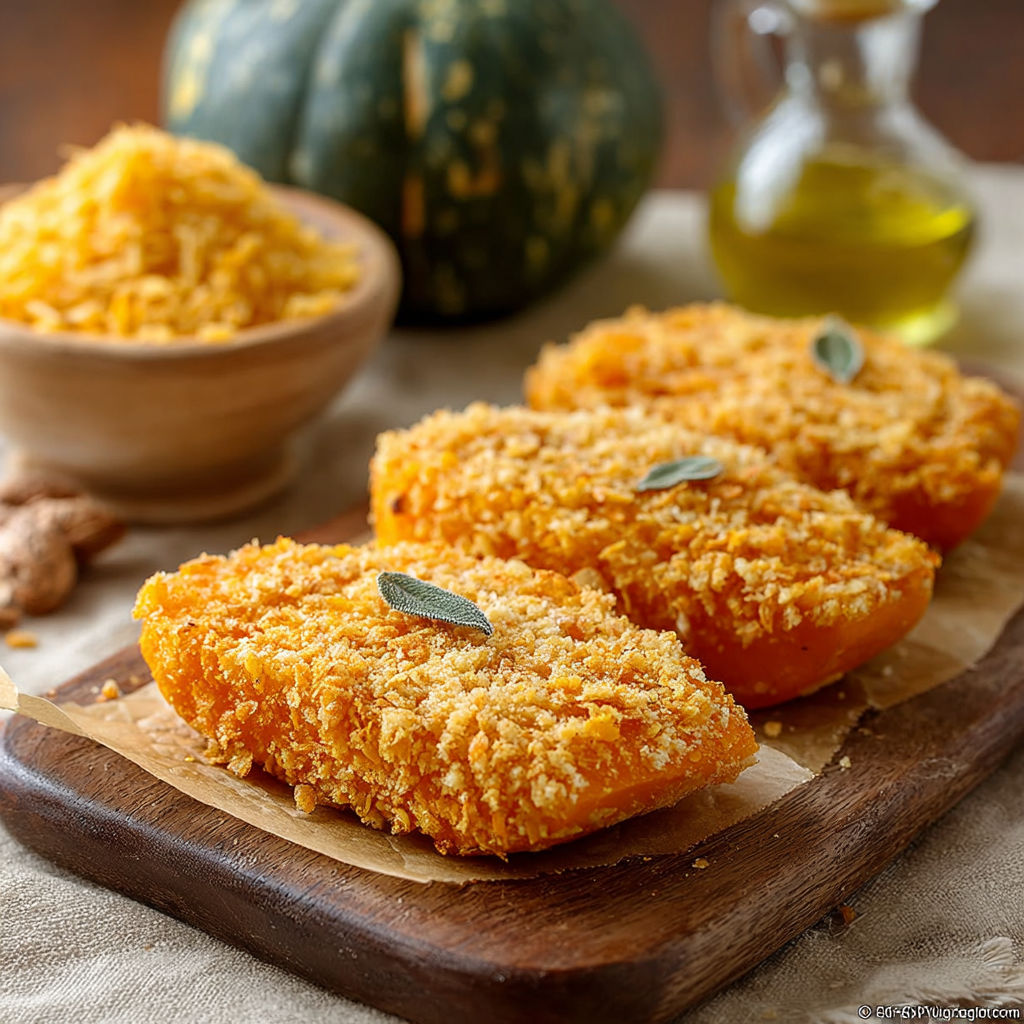 Une recette de cotolettes de zuccas est servie sur une table avec des pains de cassonade et des gousses d'ail.